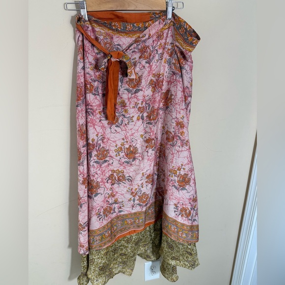 boho mixed print wrap skirt made in India 100% viscose - Picture 1 of 7